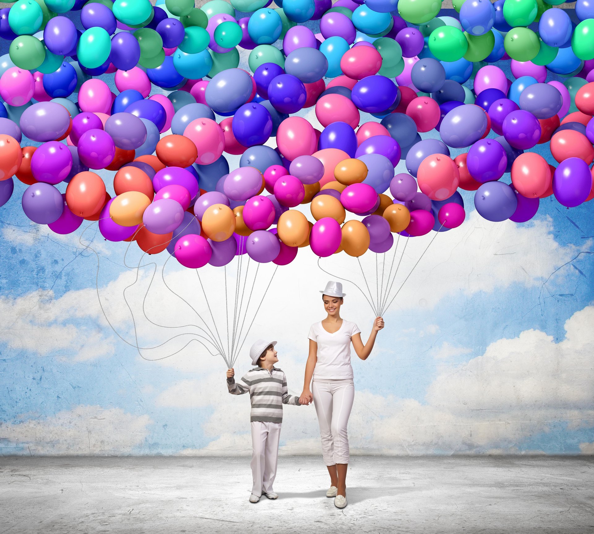 feliz globos colorido cielo familia persona globos gente alegría felicidad