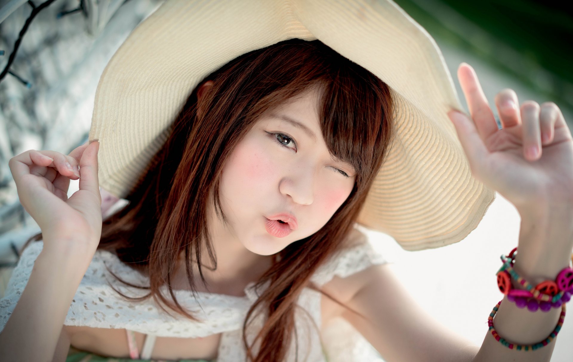 portrait east girl coquette sponge hat