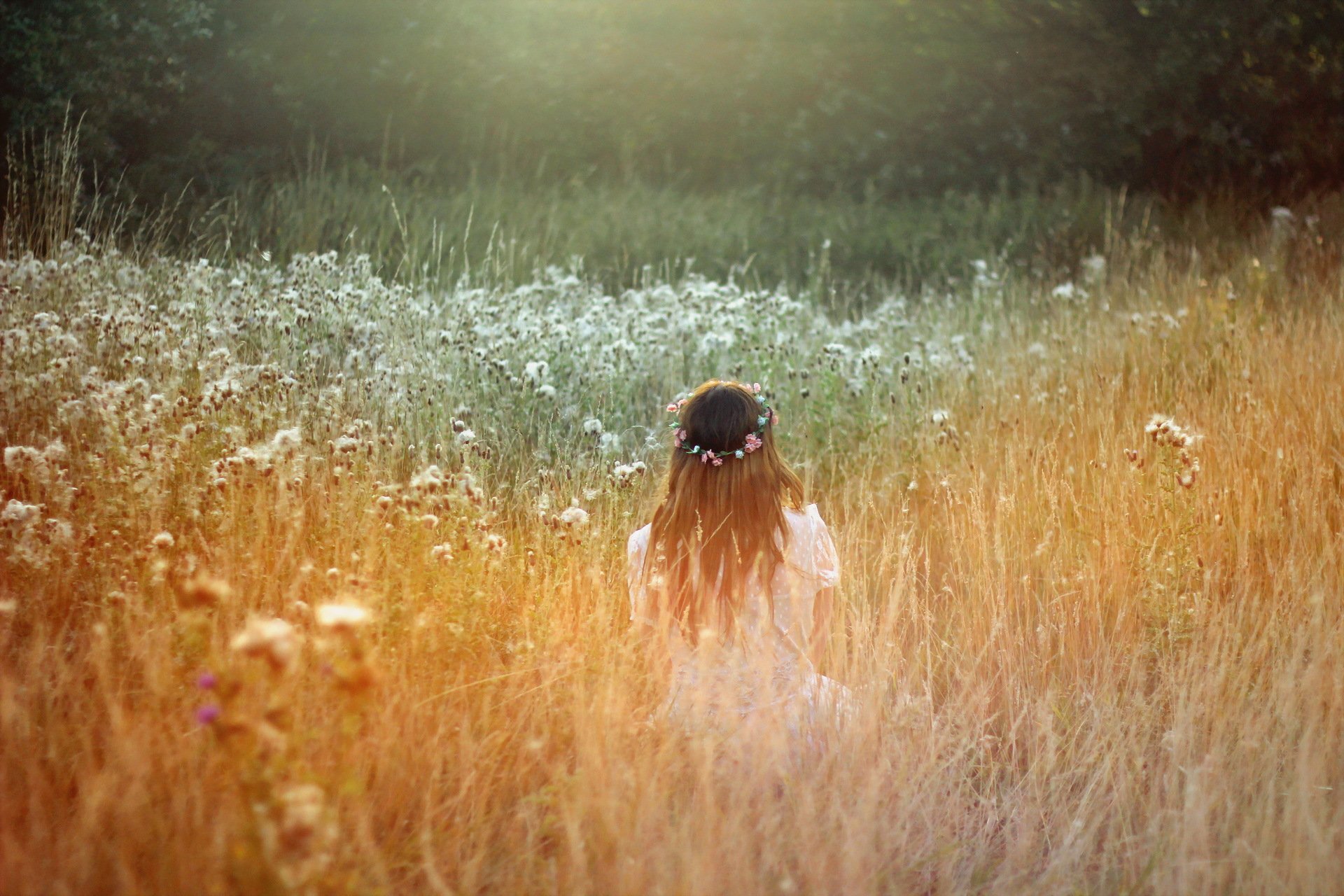 la jeune fille sur le terrain l été de l humeur