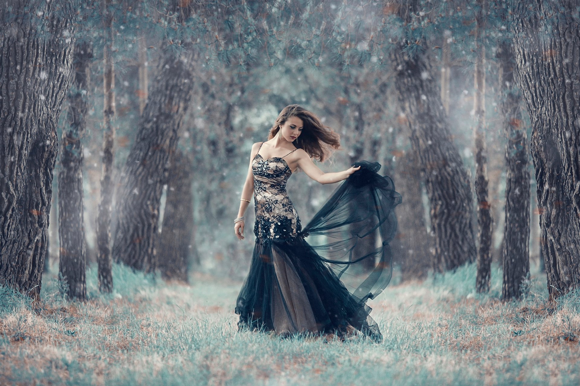 le froid de la forêt la jeune fille la robe la forêt alessandro di cicco