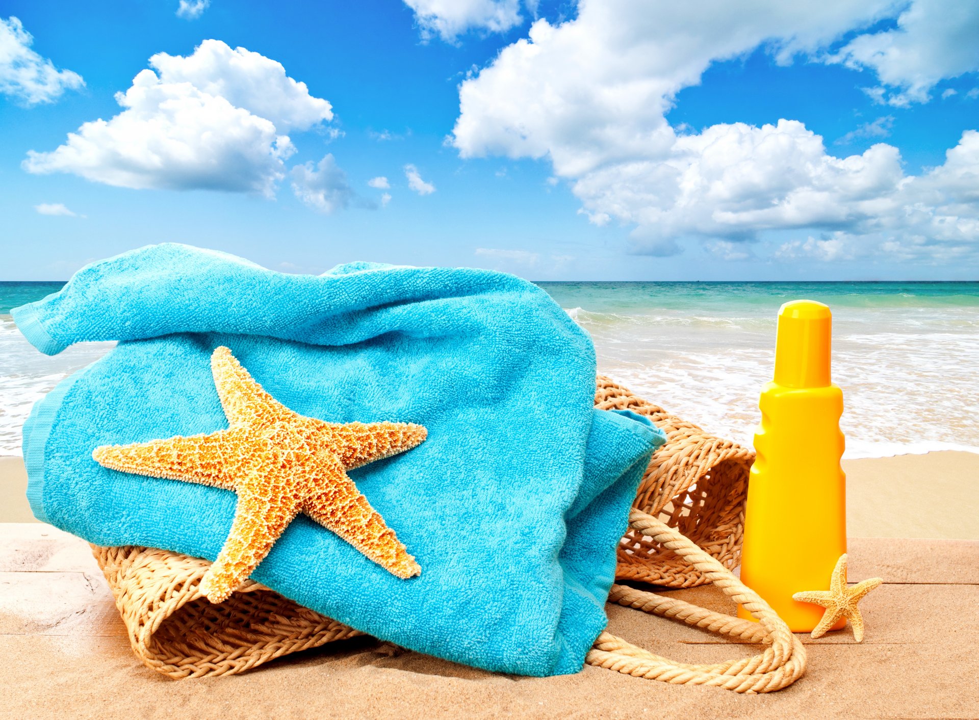 lato wakacje plaża akcesoria gwiazdy ręcznik torba morze słońce wakacje lato