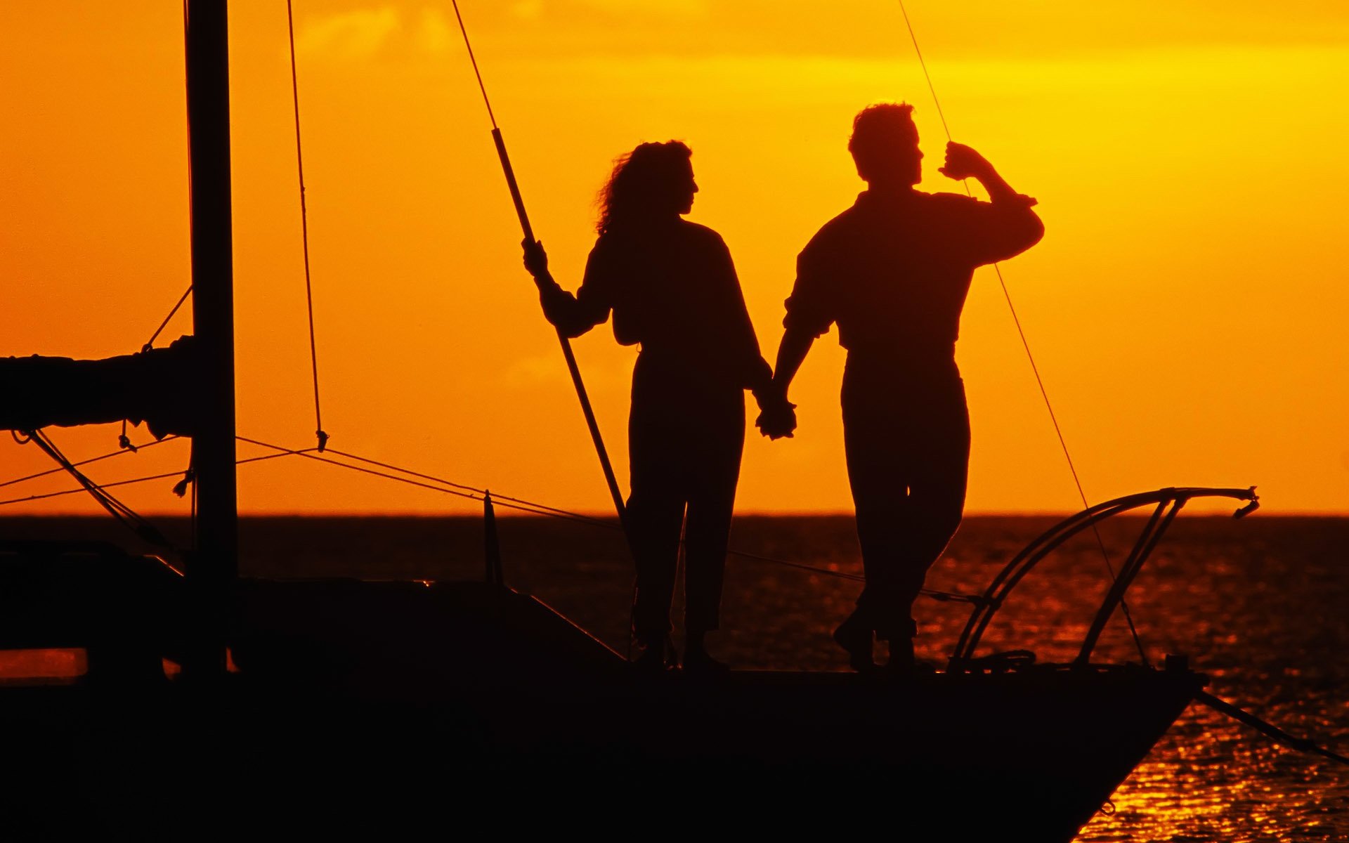 love romance the pair yacht sunset sea