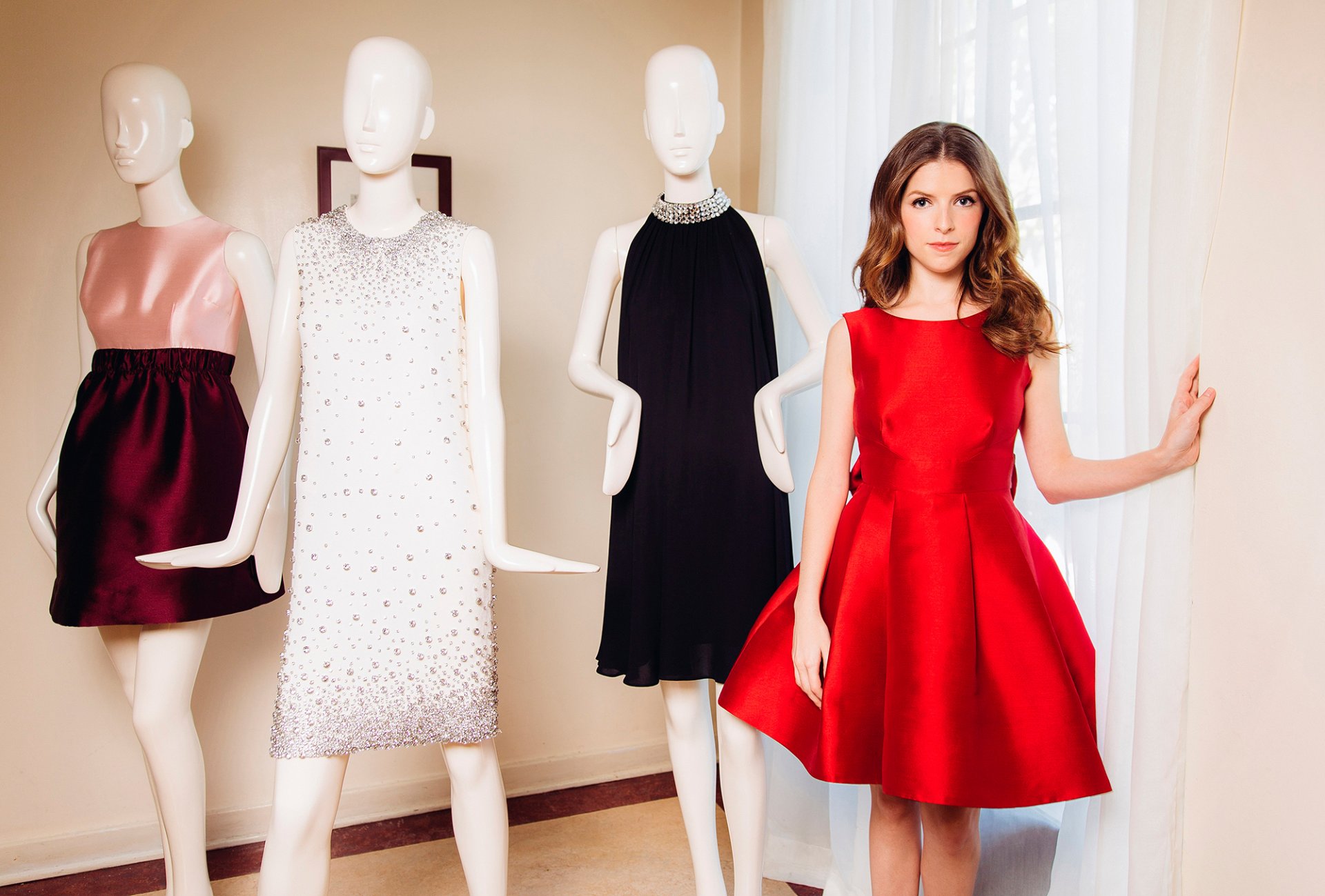 anna kendrick red dress house dress mannequin