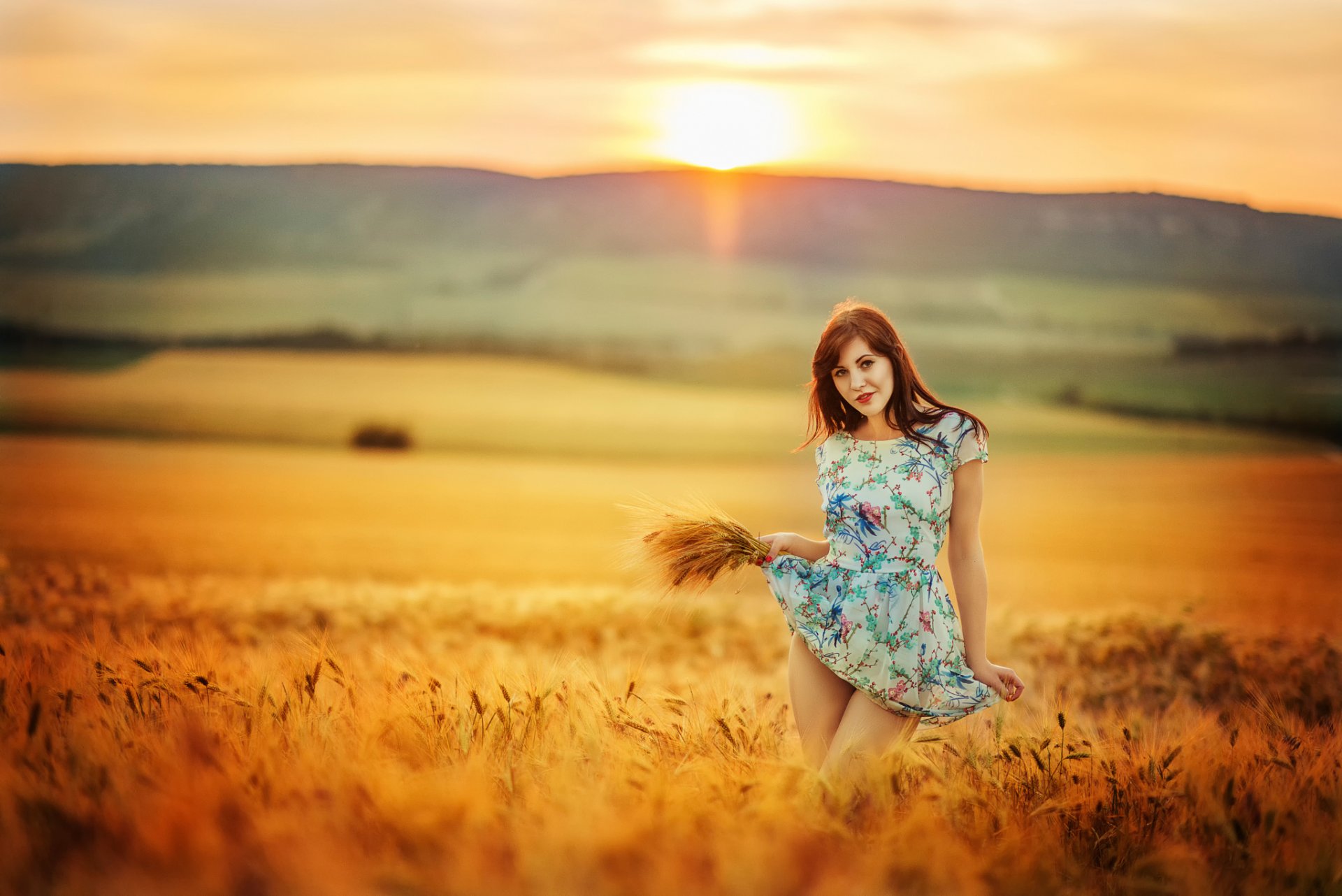 girl the field sun dress feet