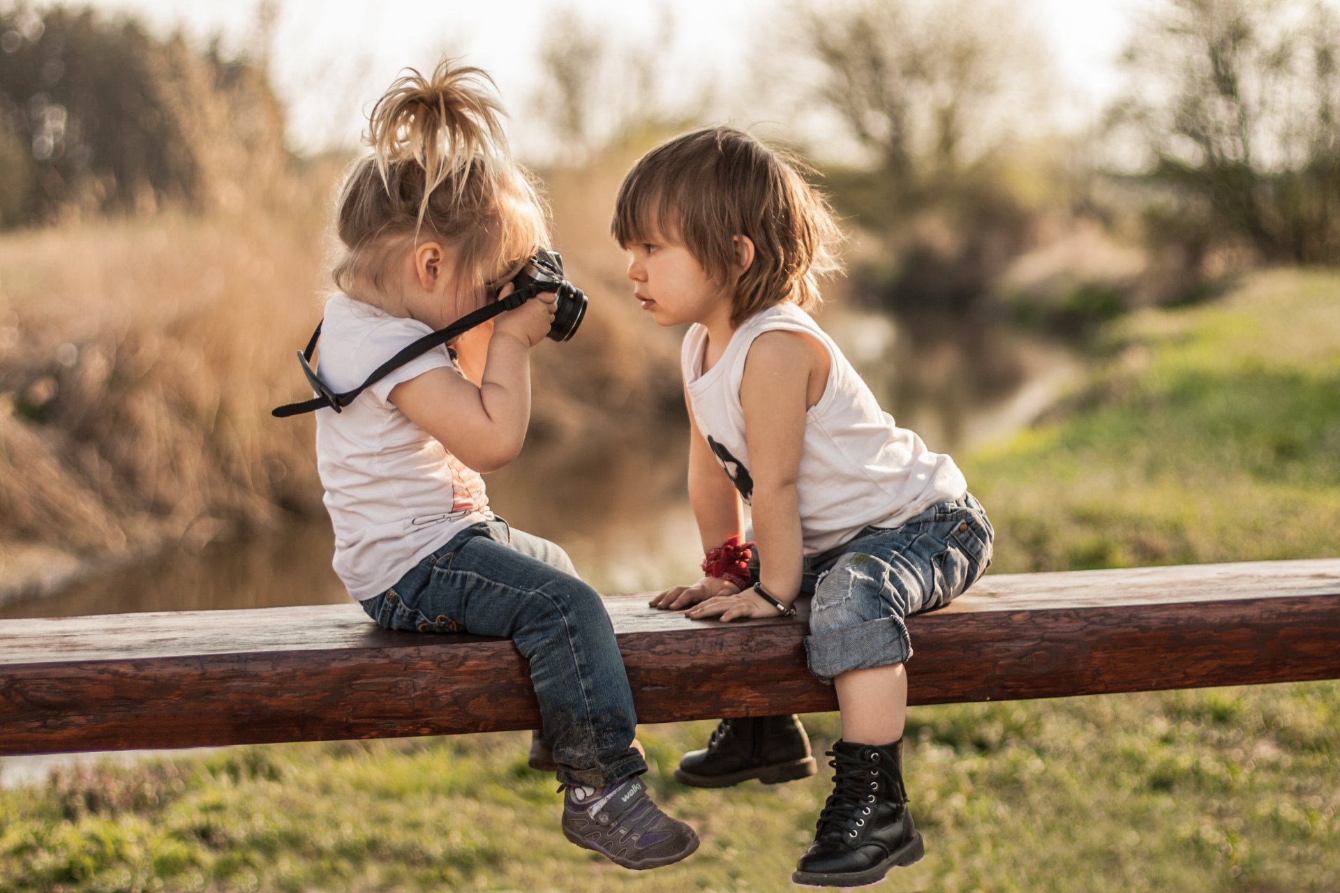 bambini ragazza ragazzo flografo macchina fotografica