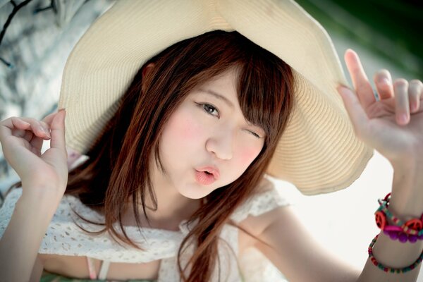 Korean girl in a hat