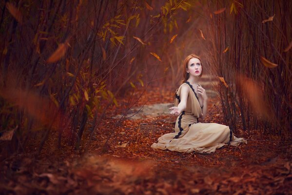 Fille Rousse et l automne d or