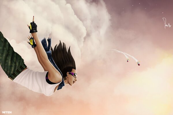 Free flight through the clouds with a smile