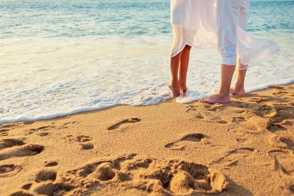 A couple in love on the seashore