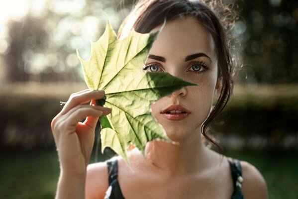 The girl has a very beautiful look