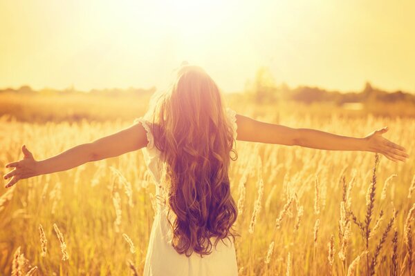 Landscape of a girl in a wheat field
