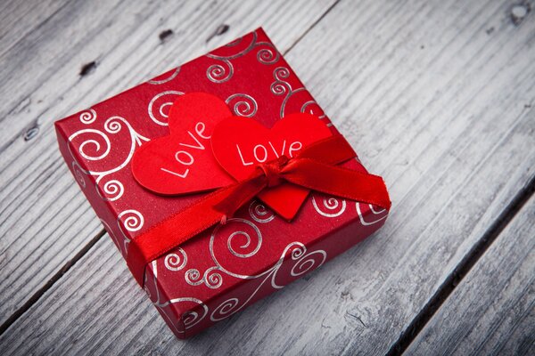 A gift in a romantic package to a loved one