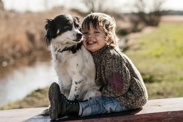 Cute boy with cute dog