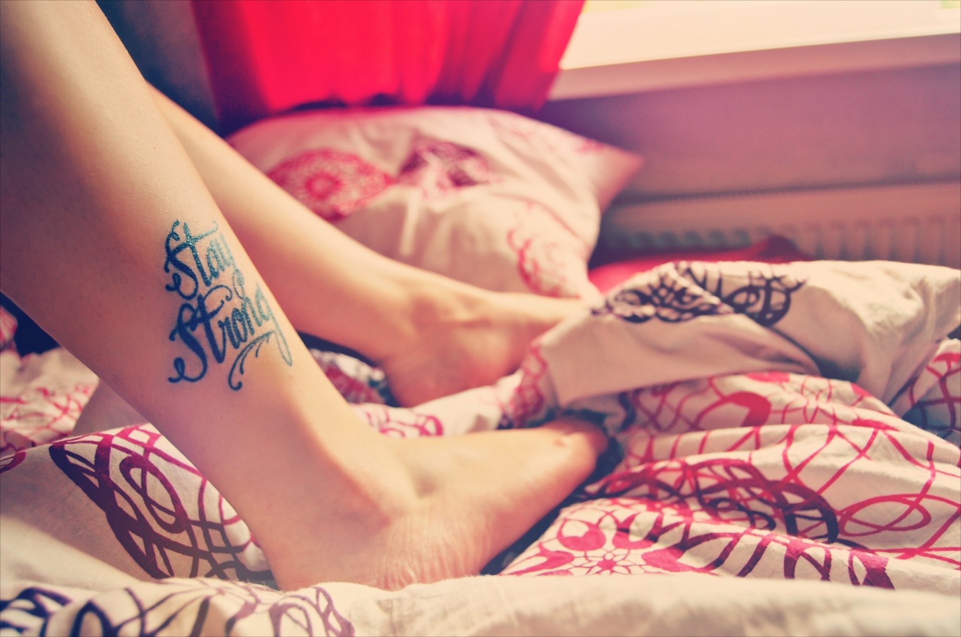 feet bed tattoos tattoo the text inscription