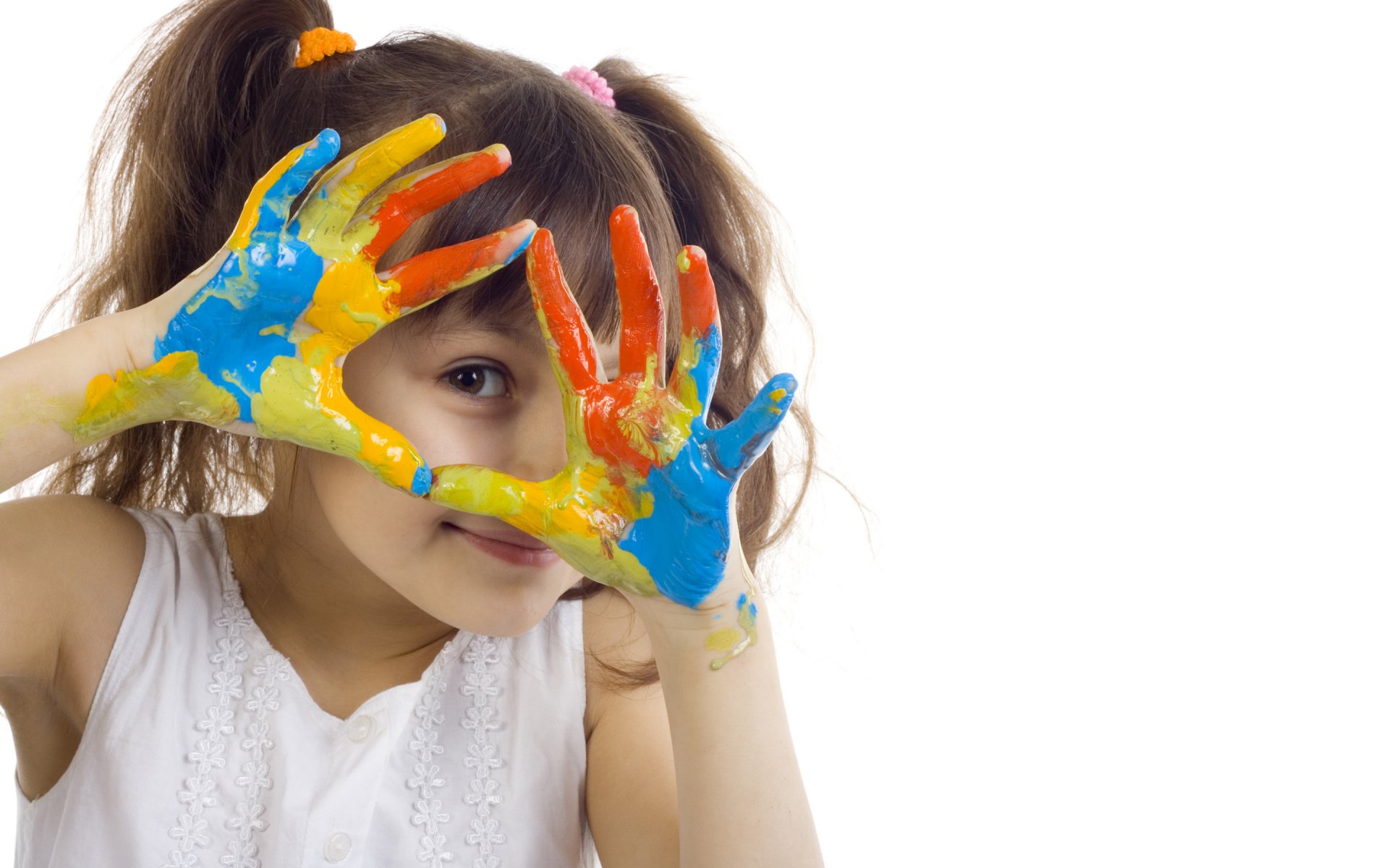 child girl hands paint