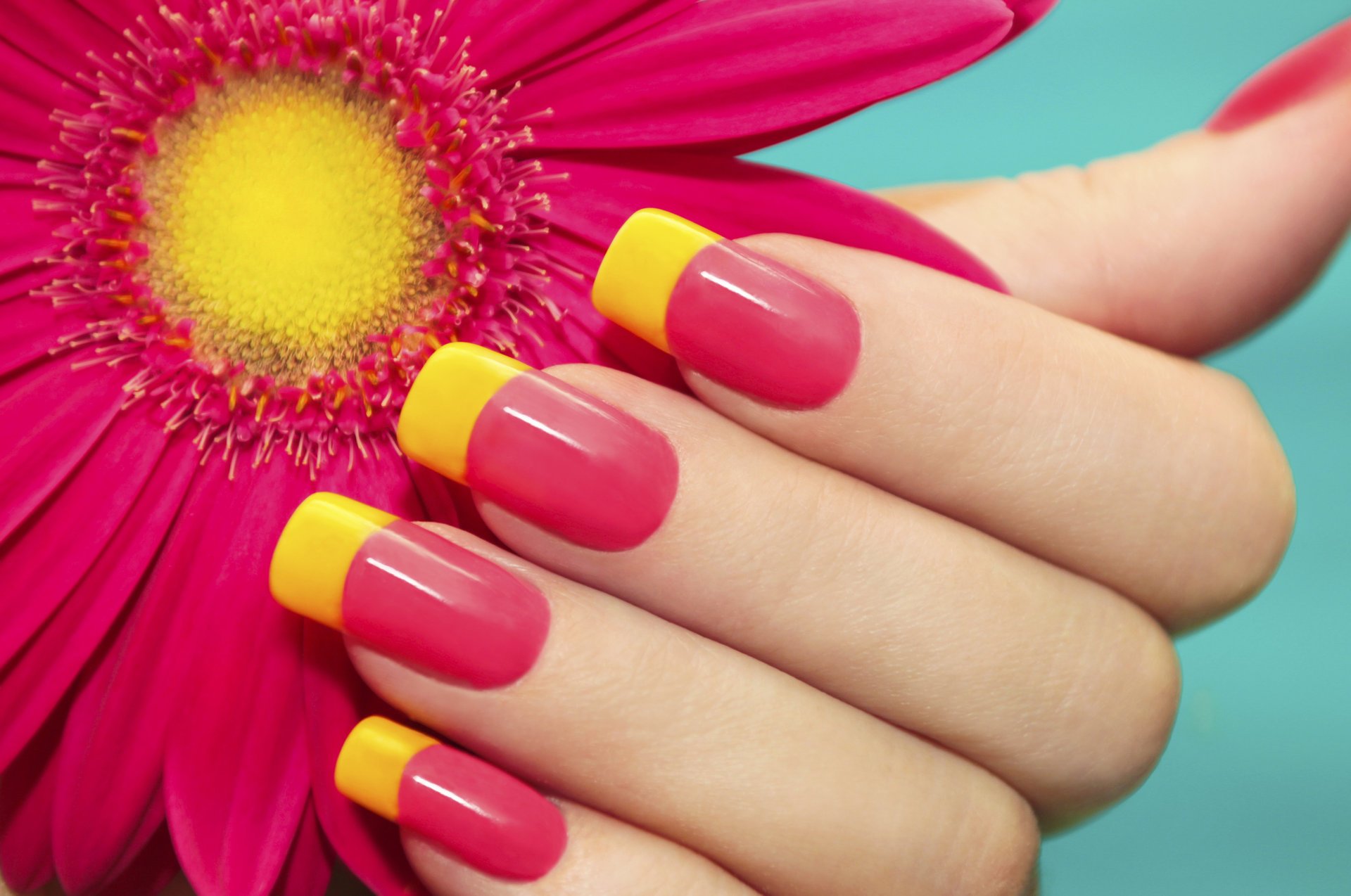 mano manicura uñas estado de ánimo brillante verano flor