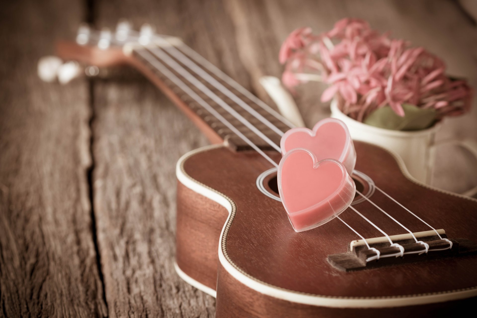 vintage amor romántico corazón guitarra flores