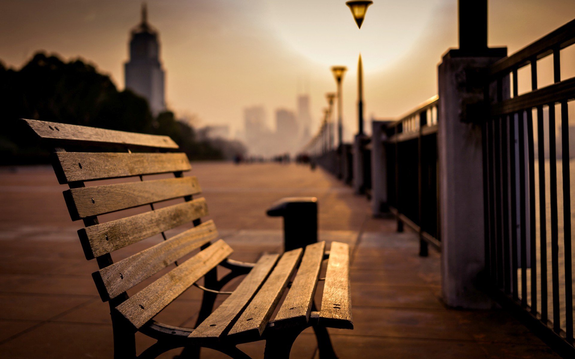 moods bench bench bench rest relax park fence fence fence embankment city people blur evening poster sea lamps light sity person background wallpaper widescreen fullscreen widescreen widescree