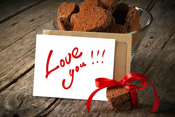 Heart-shaped cookies with a note