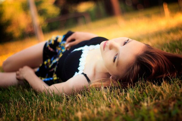 A girl relaxing in nature