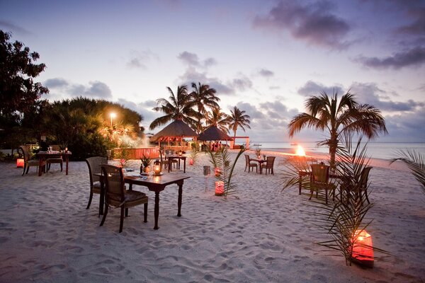 Candlelit evening on the ocean coast