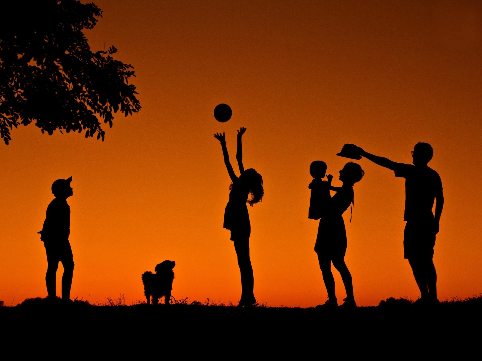 kinder familie silhouetten freude