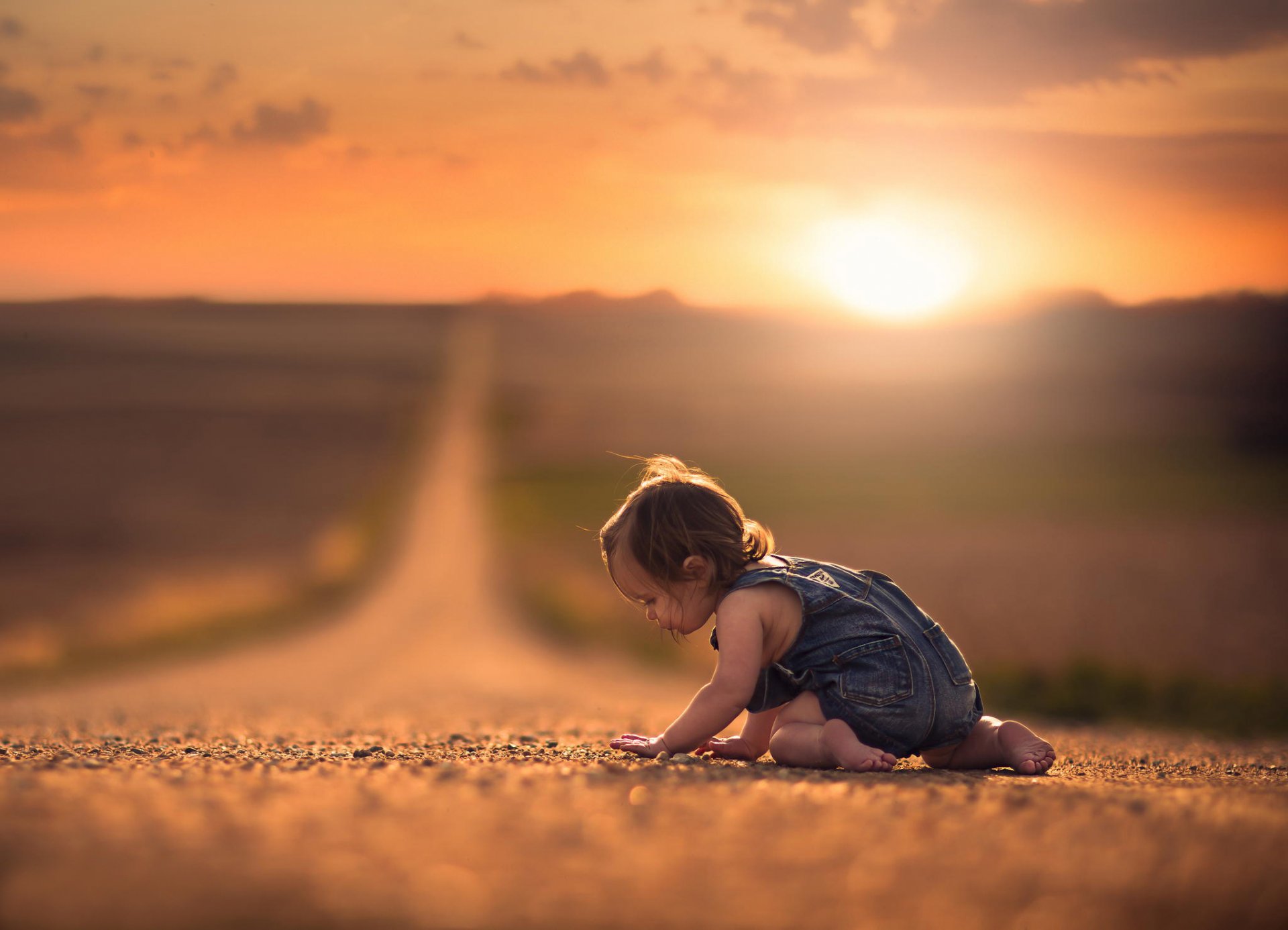 girl road space bokeh