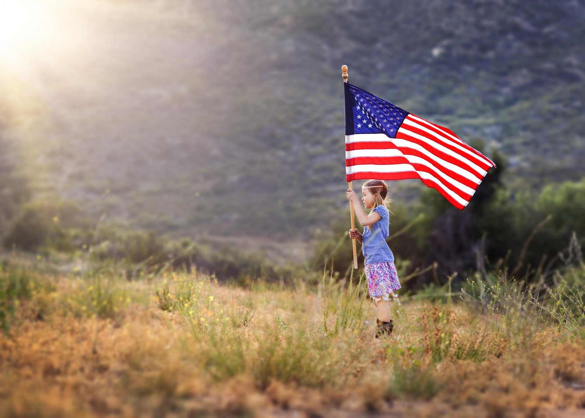 american girl ragazza bandiera patriottismo