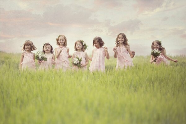 Petites fées sur une Prairie verte