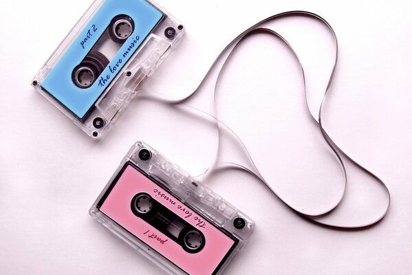 Cassette tapes in the form of a heart