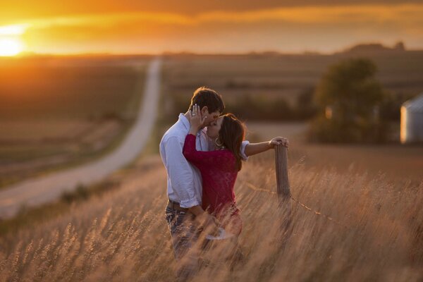 Love in a field on a country road