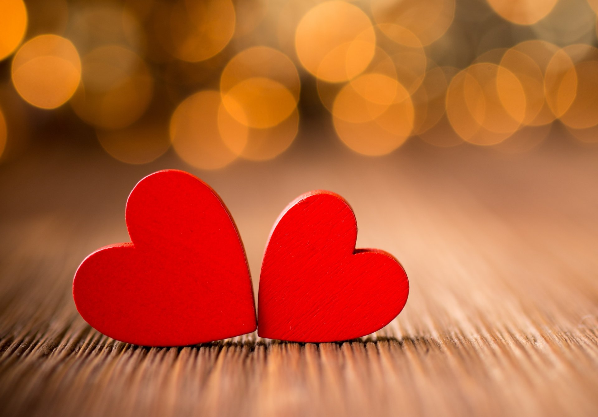 hearts hearts red macro bokeh lights table wood