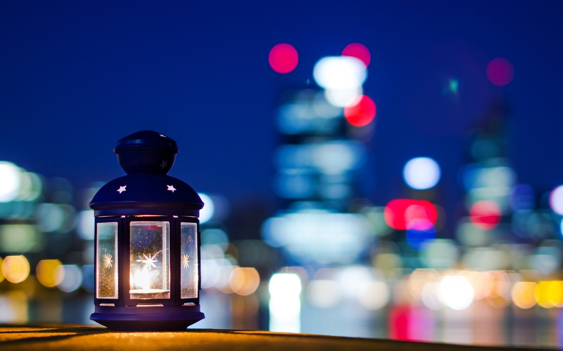 mood lamp lantern candle flashlight beautiful magical fire stars stars evening night city bokeh blur background wallpaper widescreen fullscreen widescreen widescreen