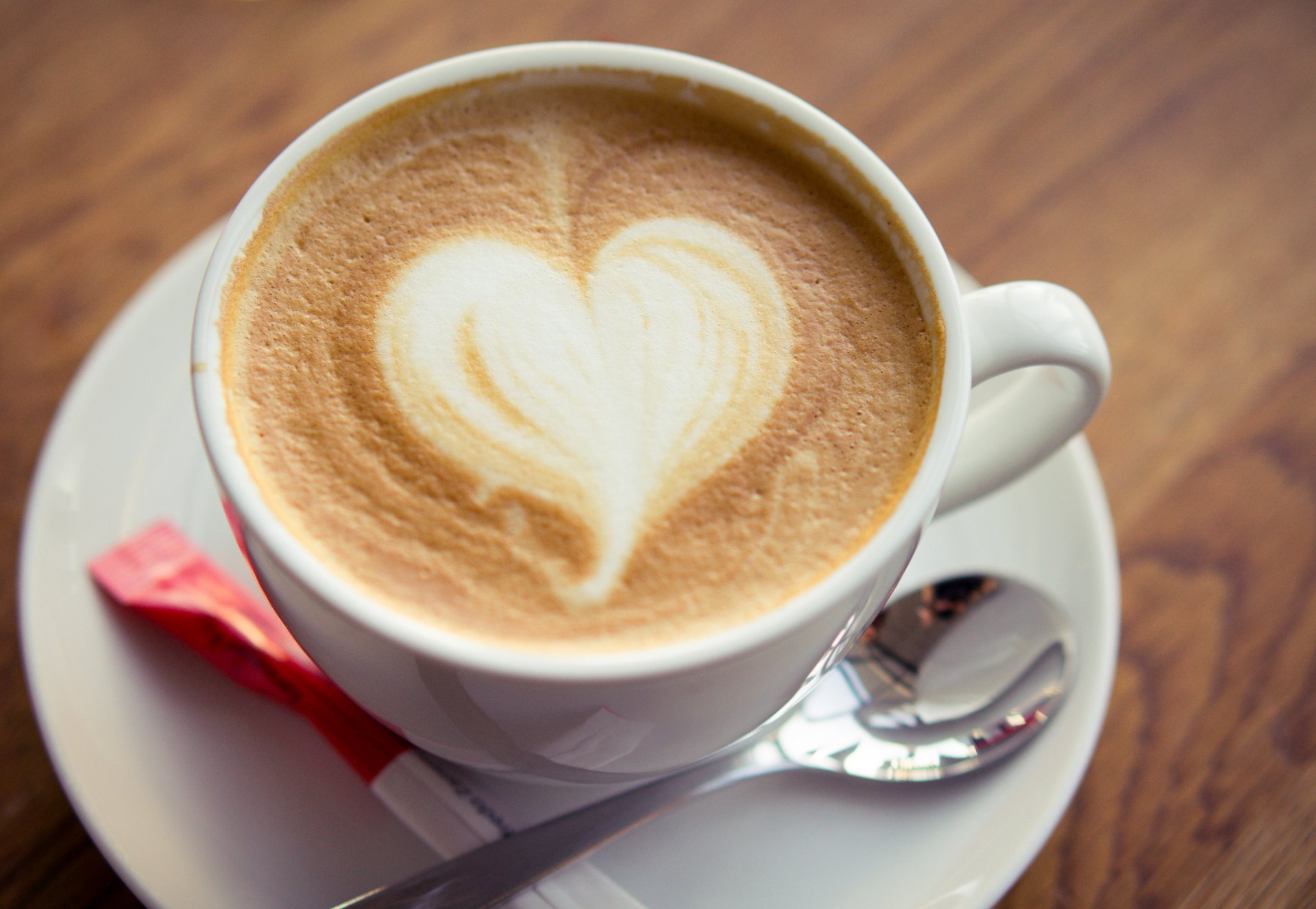 coffee cappuccino foam heart cup spoon sugar