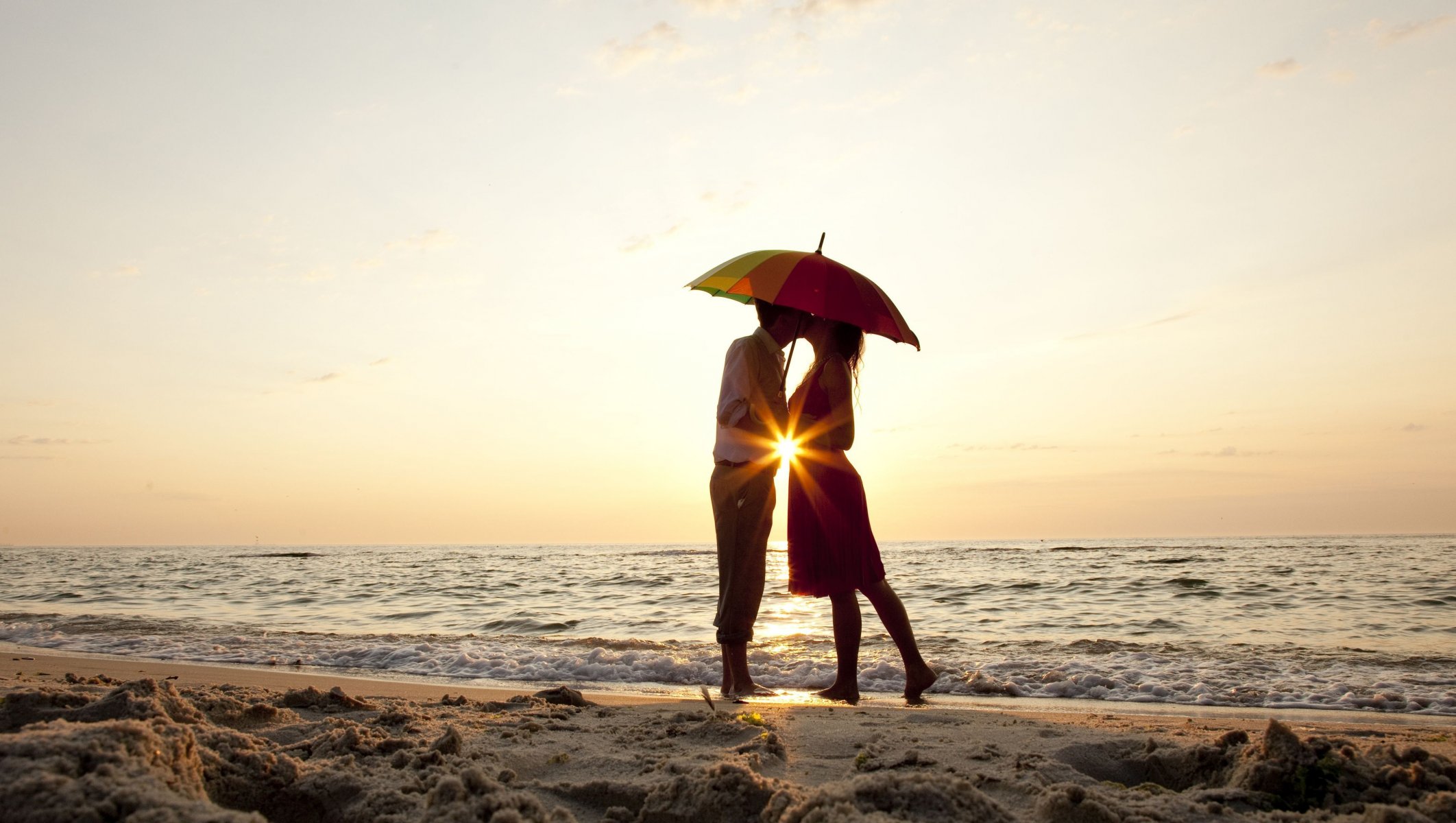 moods girl guy man woman couple lovers love feelings romance umbrella umbrella summer beach sand sea water river wave kiss background wallpaper widescreen fullscreen widescreen widescreen wide