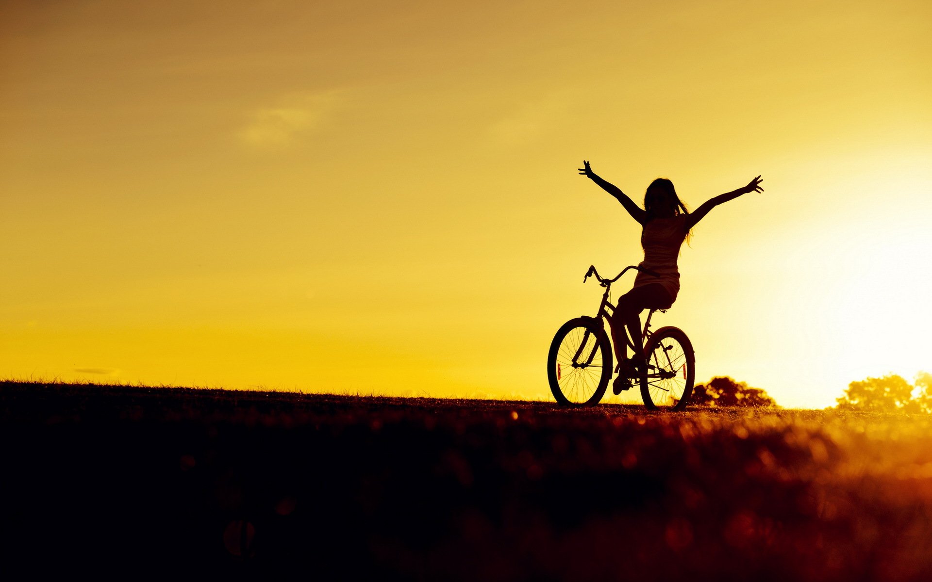 chica bicicleta luz estado de ánimo