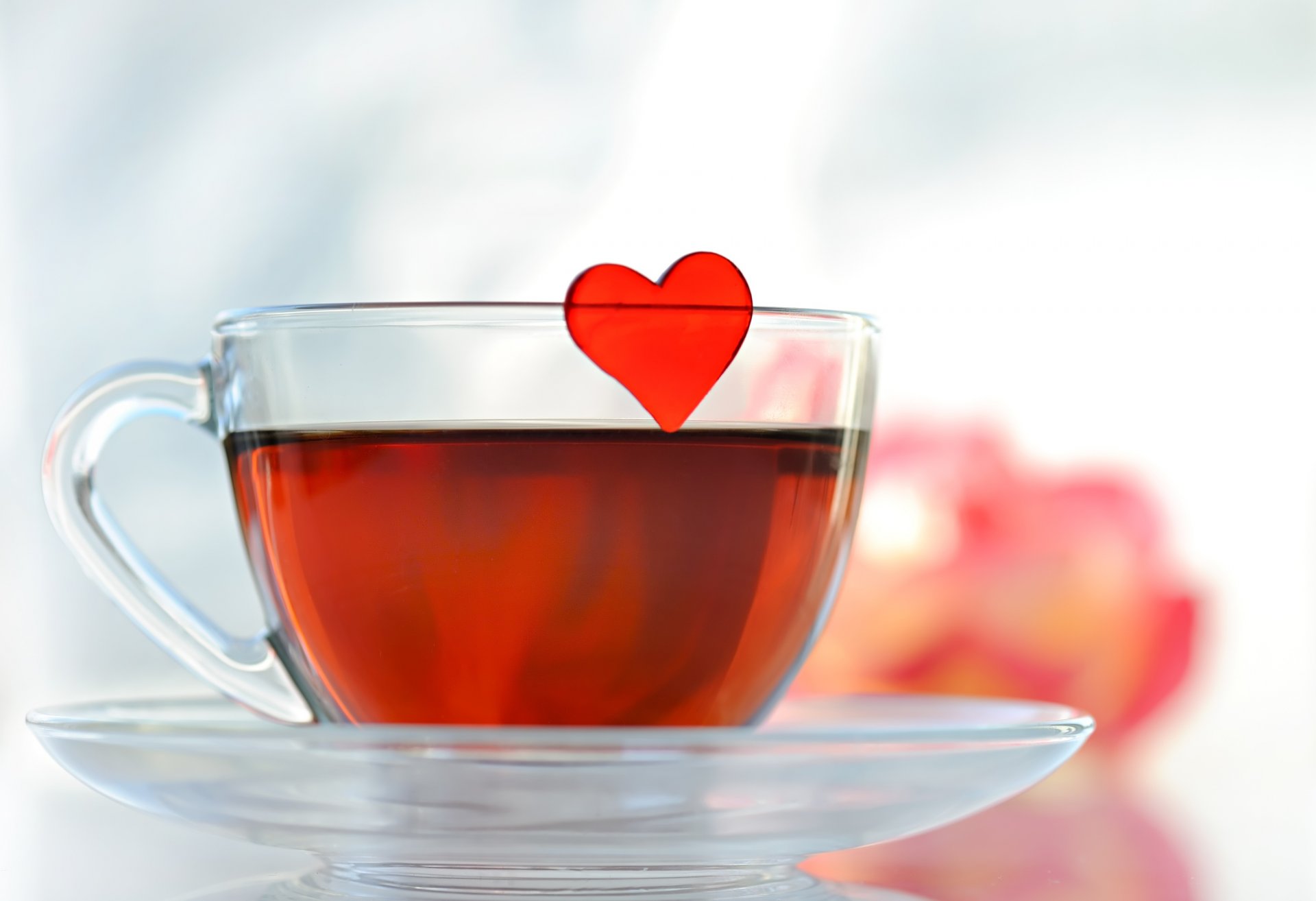 té corazón taza platillo vidrio