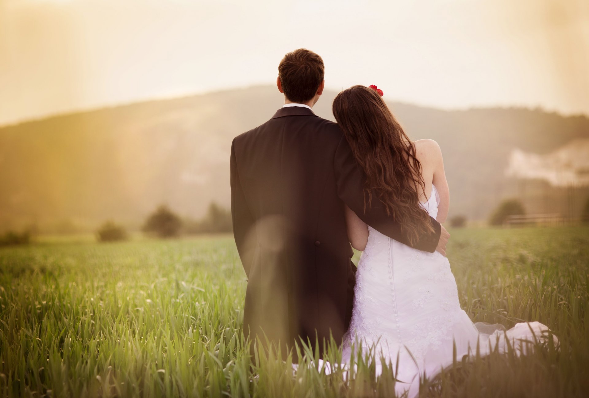 moods guy girl man woman lovers couple couple love suit tuxedo dress grass greenery field background wallpaper widescreen fullscreen widescreen widescreen