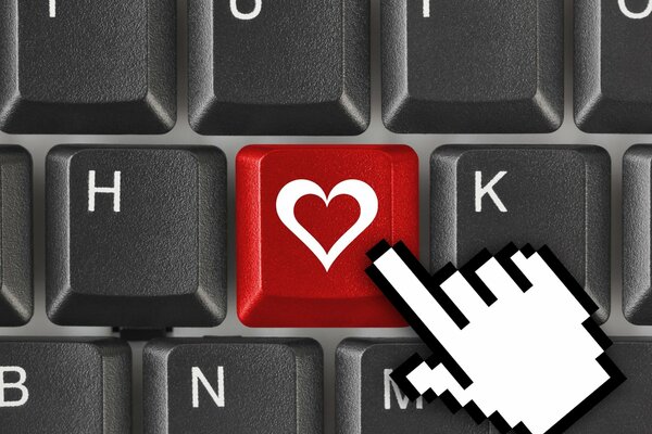 Botón rojo del teclado del corazón