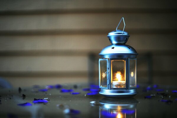 LANTERN ON A BLUE BACKGROUND