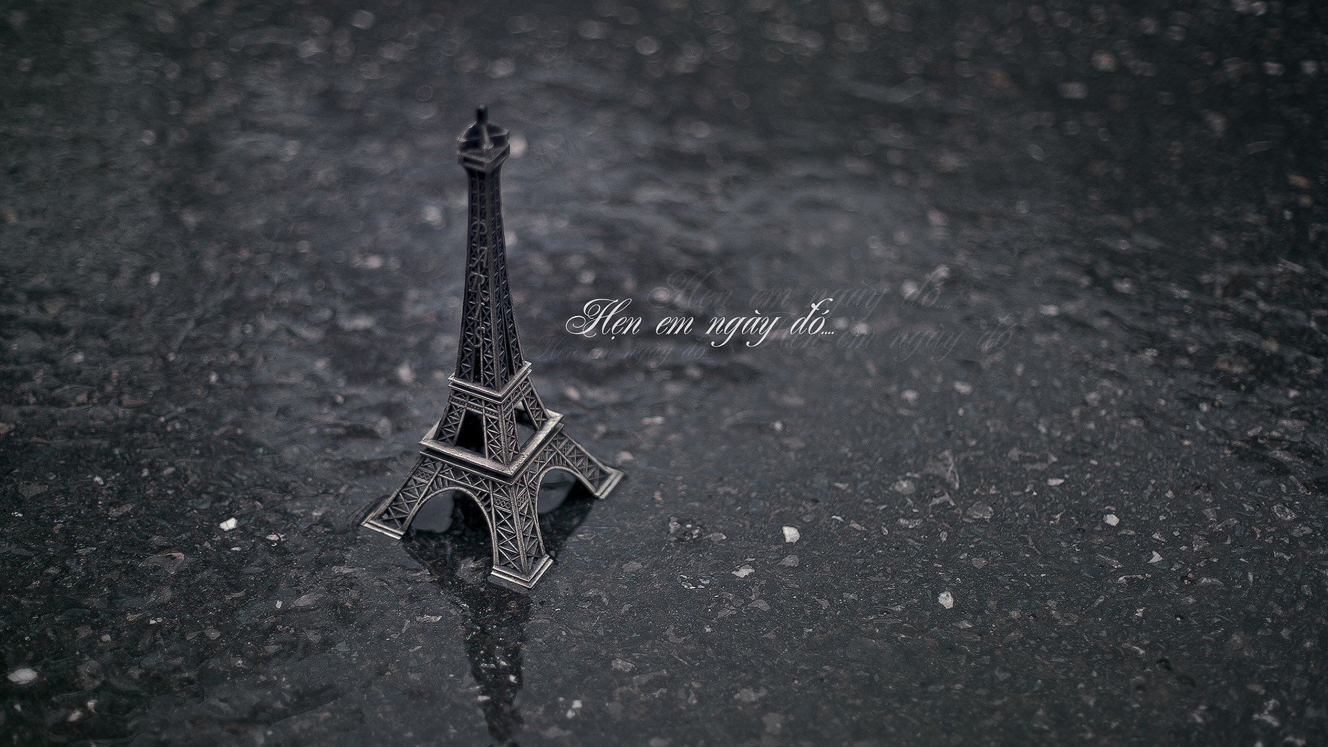 mood torre eiffel parigi francia asfalto terra pioggia acqua sfondo carta da parati