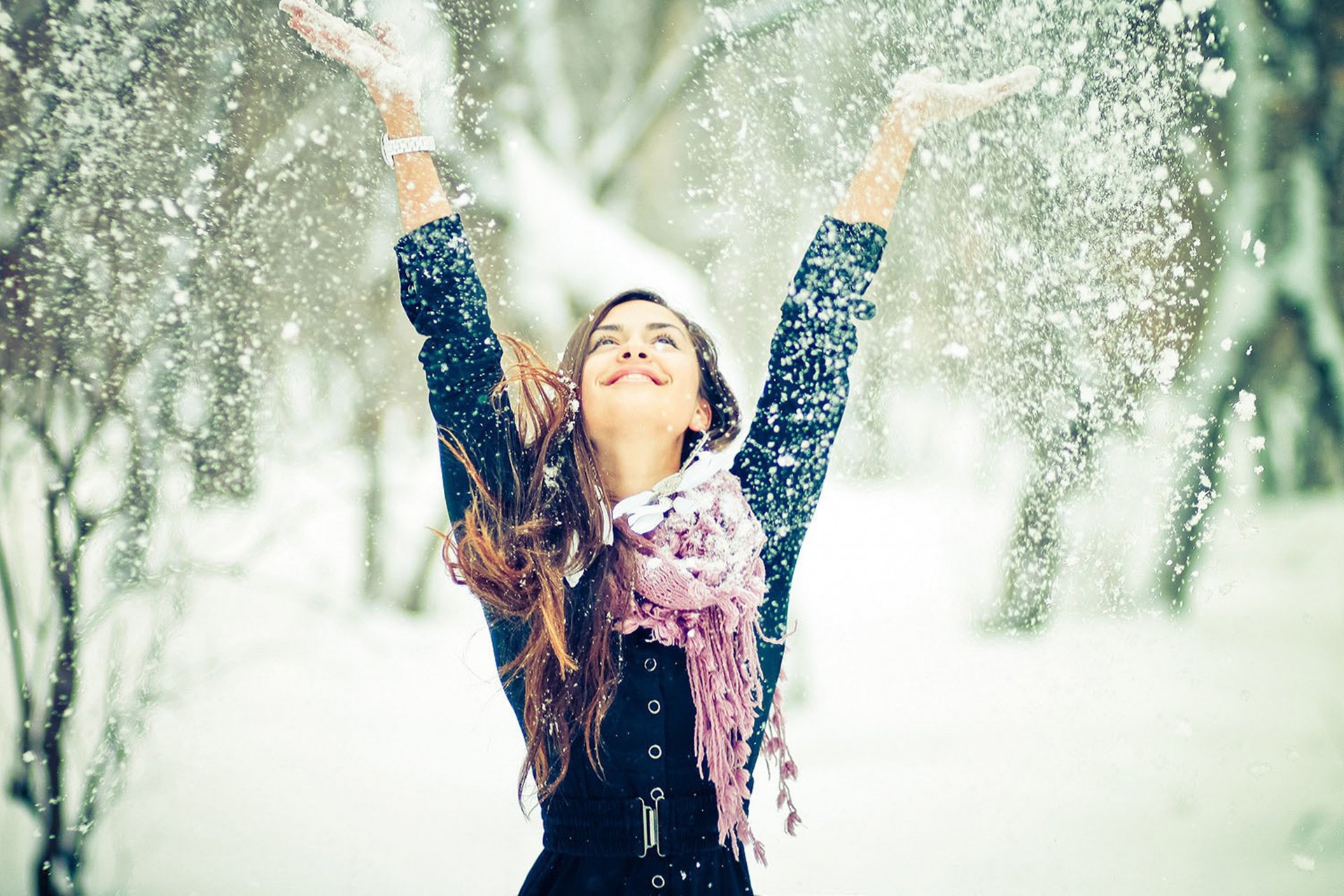 chica invierno nieve estado de ánimo