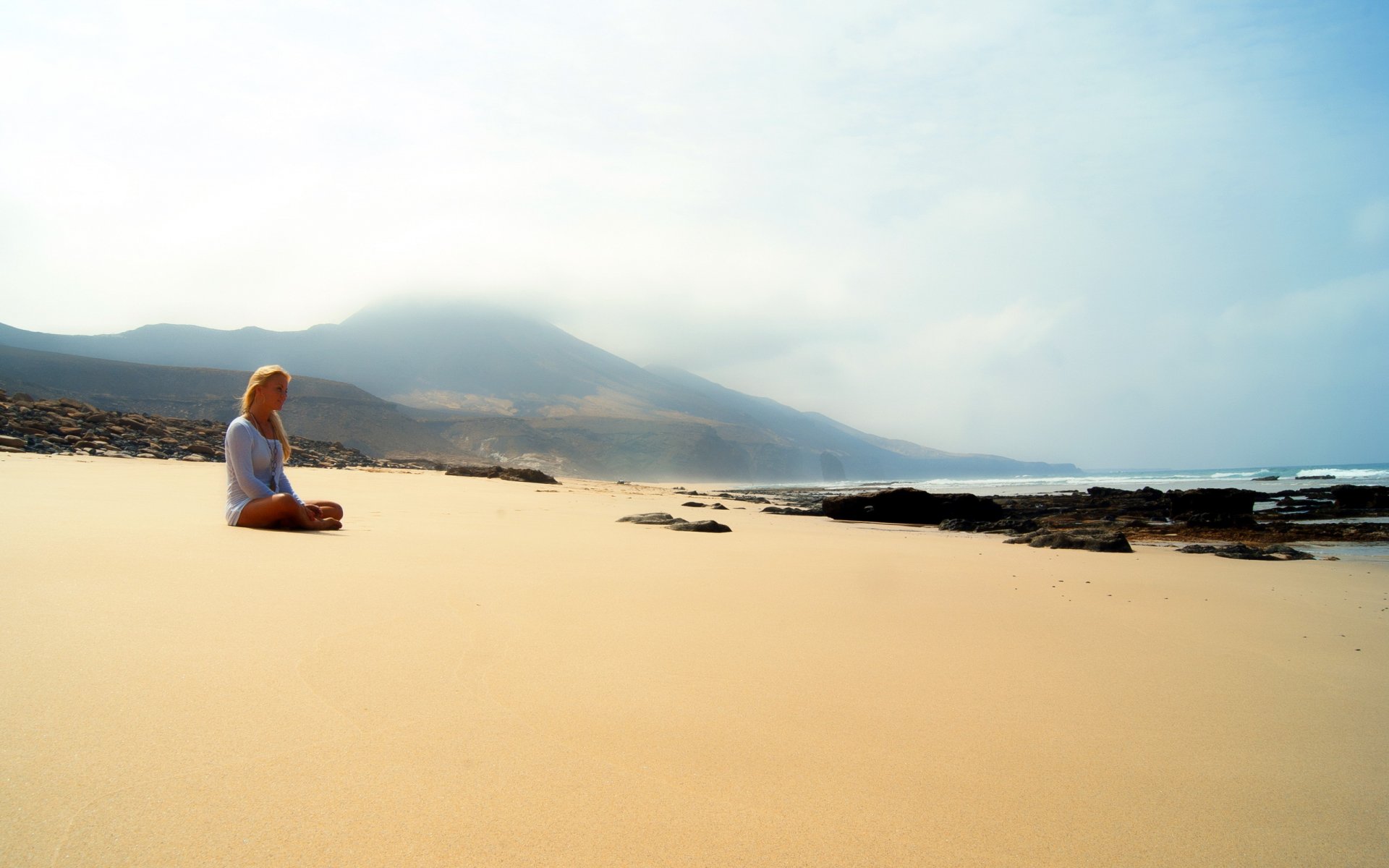 girl sea beach mood