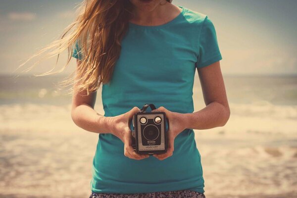 Girl and mood beach nature sedition