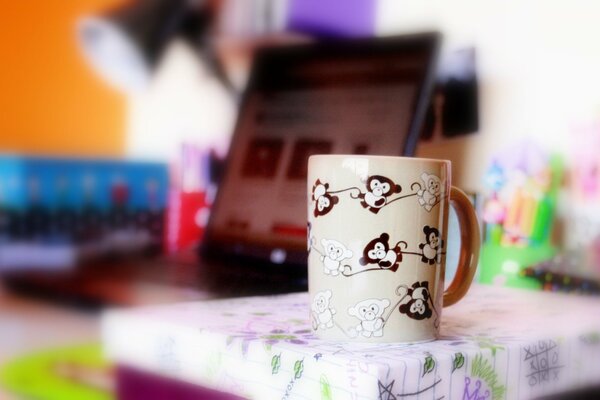 Cute mug, funny monkeys