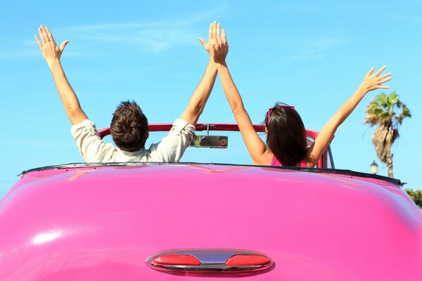 Happiness in a convertible for two is one