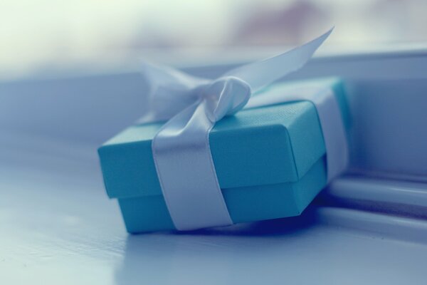 Confezione regalo blu con fiocco