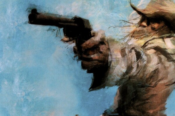 Western Cowboy-Shooter mit Revolver