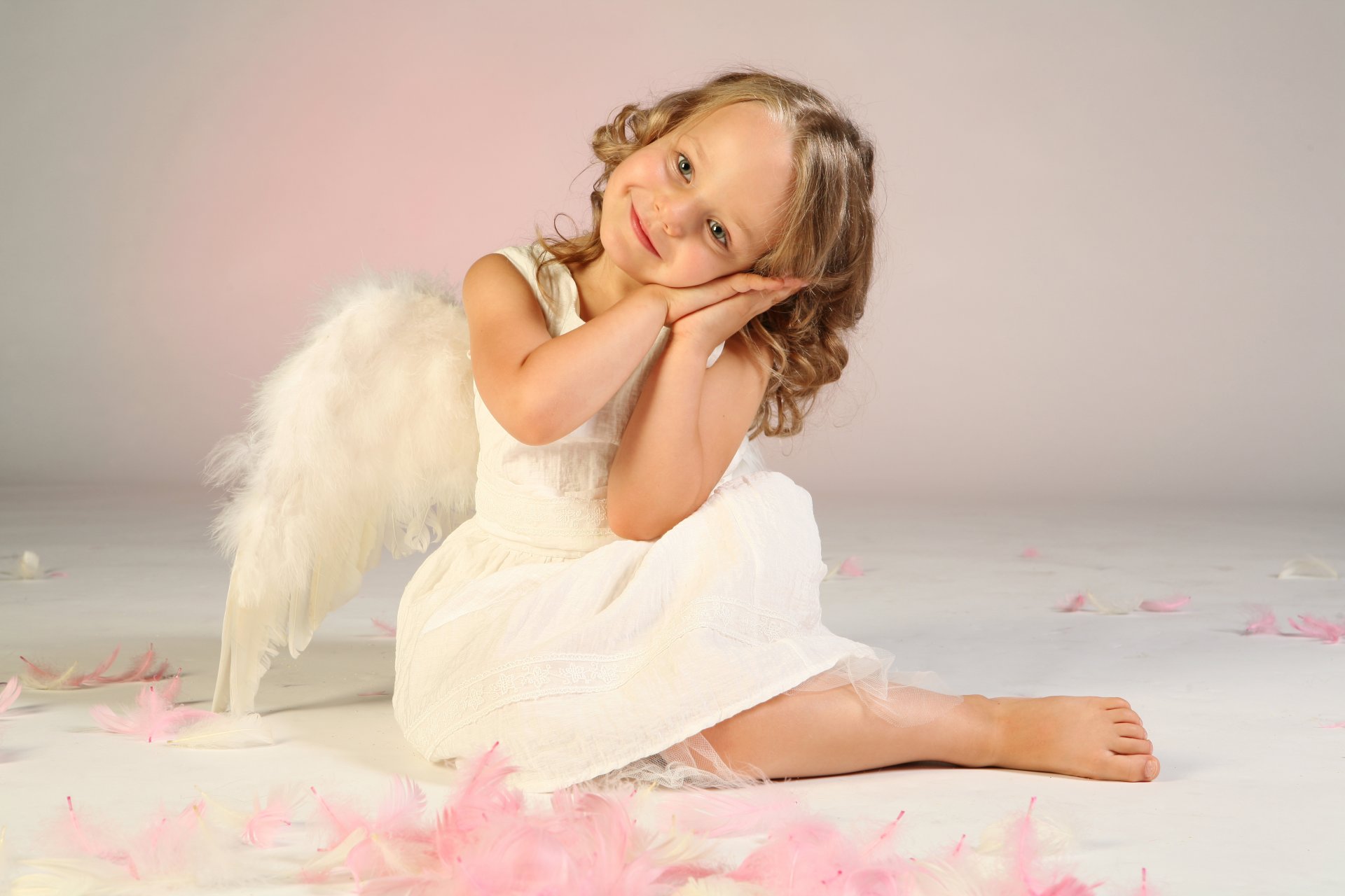 girl angel wings feathers cute baby childhood happiness joy little girl cute beautiful lovely kid