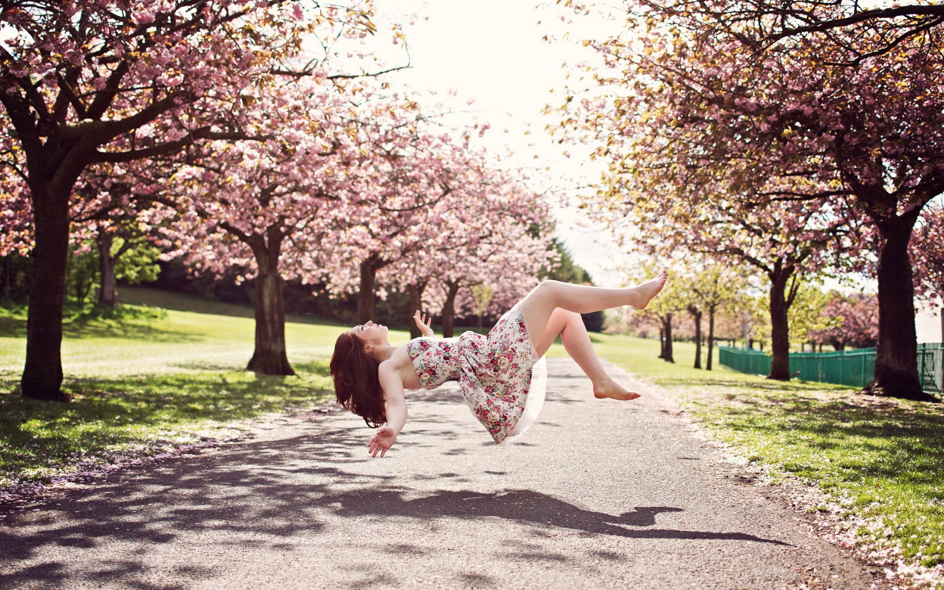 girl spring mood levitation